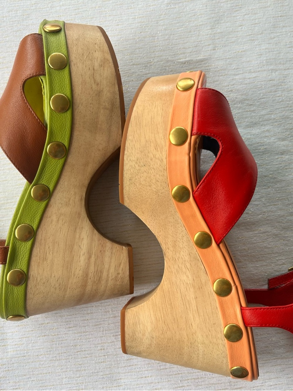 Charlotte Stone Donna Multi-Color Nassau Bold Platform Sandals with Gold Studs - Picture 3 of 8
